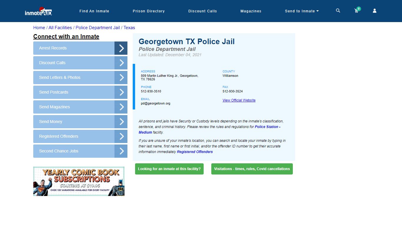 Georgetown TX Police Jail & Inmate Search - Georgetown, TX